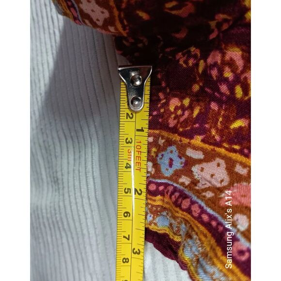 Mudd Womens Long Sleeve Tunic Romper Sz Medium Junior Floral Cottage Boho Orang - Picture 11 of 14